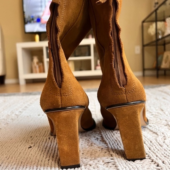 ZARA Split Suede‎ Mid-Heel Ankle Boots Brown  Size 41 - Picture 5 of 11